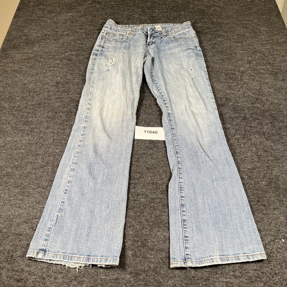 Z Co Premium Rhinestone Flare Jeans Size 7 Low Rise Y2K Bling Denim Womens